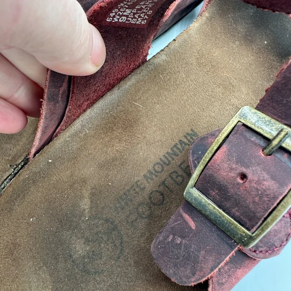 White Mountain Footbed Burgundy Leather Gracie Sandals Women's 9 - Picture 6 of 7